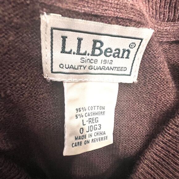 LL Bean Sweater Men's L-REG Cashmere Cotton Cozy Fall/Winter Chocolate Brown - Picture 4 of 7